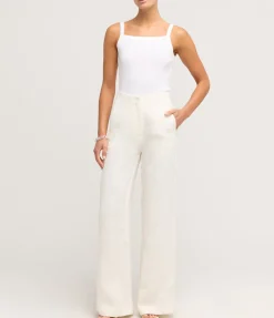 Linen Wide Leg Pants In Ivory