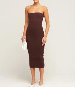 Liv Strapless Dress In Choco Plum