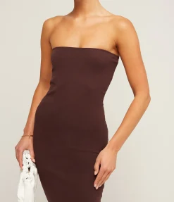 Liv Strapless Dress In Choco Plum