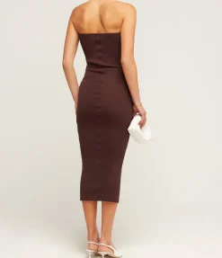 Liv Strapless Dress In Choco Plum