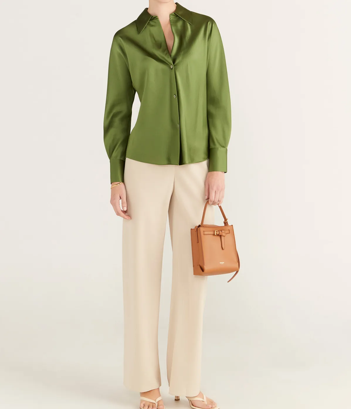 Long Sleeve Bias Blouse In Sycamore