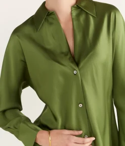 Long Sleeve Bias Blouse In Sycamore