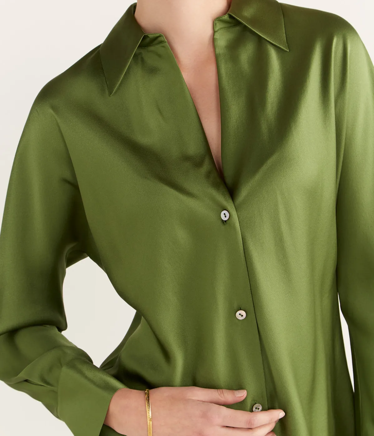 Long Sleeve Bias Blouse In Sycamore
