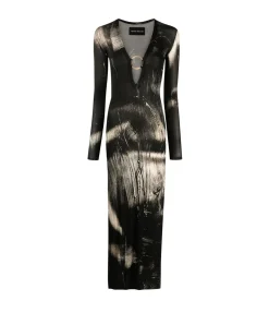 Long Sleeve Helios Dress In Painted Black