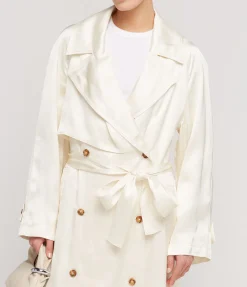 Lonna Long Trench Coat In Ivory