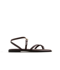 Lucia Leather Sandal In Walnut