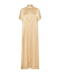 Lumiere Crepe Satin Shirt Dress In Golden Citrine