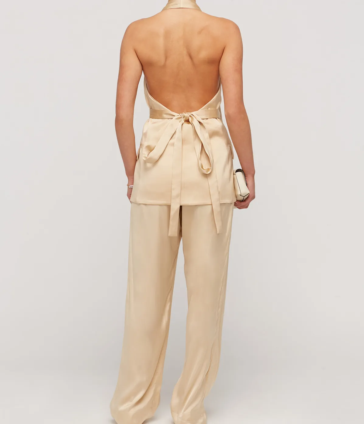 Lumiere Crepe Satin Trouser In Golden Citrine