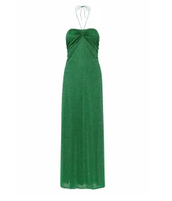 Lumiere Halter Neck Dress In Emerald Green