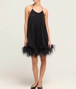 Lumiere Plumage Mini Dress In Black