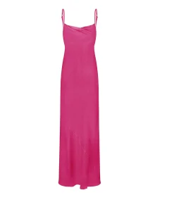 Luna Cowl Neck Maxi Dress In Magenta