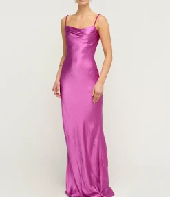 Luna Cowl Neck Maxi Dress In Magenta