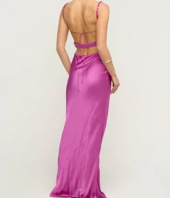 Luna Cowl Neck Maxi Dress In Magenta