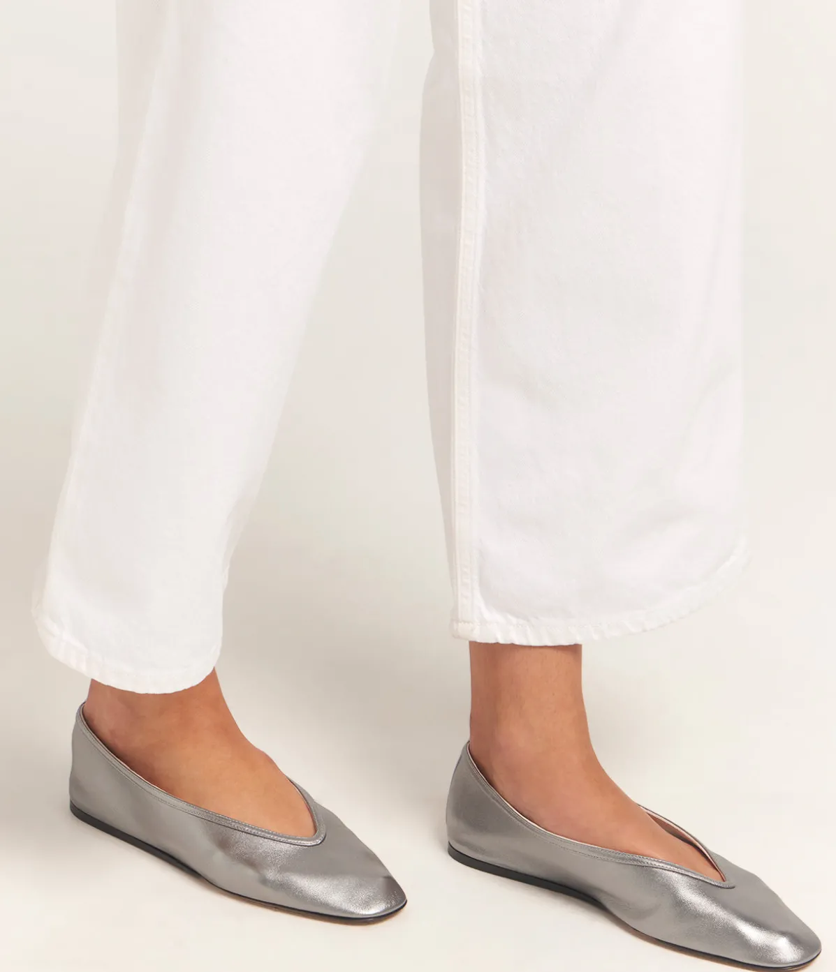 Luna Leather Slipper In Silver