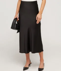 Lydia Silk Slip Skirt In Black