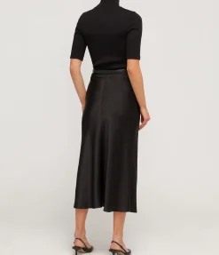 Lydia Silk Slip Skirt In Black
