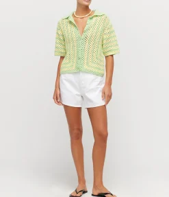 Mabel Short Sleeve Shirt In Lemon And Matcha