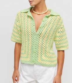 Mabel Short Sleeve Shirt In Lemon And Matcha