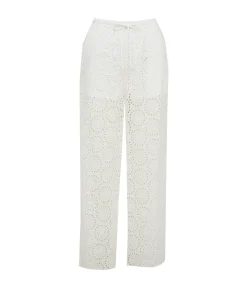 Maeve Eyelet Drawstring Pants In White