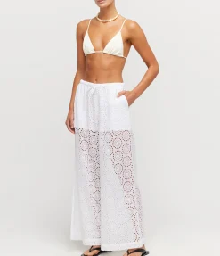 Maeve Eyelet Drawstring Pants In White