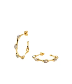 Magma Gemstone Large Hoop Earrings In Gold