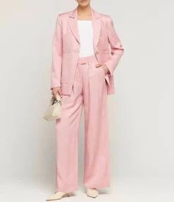 Marlowe Linen Blend Blazer In Pink