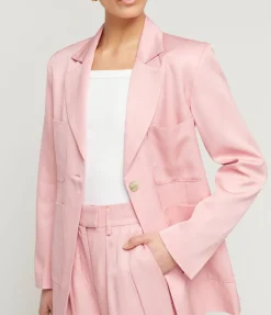 Marlowe Linen Blend Blazer In Pink