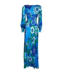 Marni Long Sleeve Maxi Dress In Miami Floral Emerald