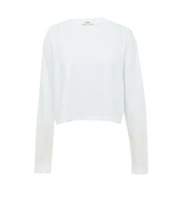 Mason Cropped Long Tee In White