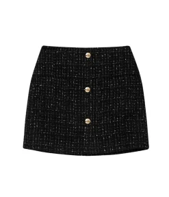 Mateo Skirt In Black Tweed