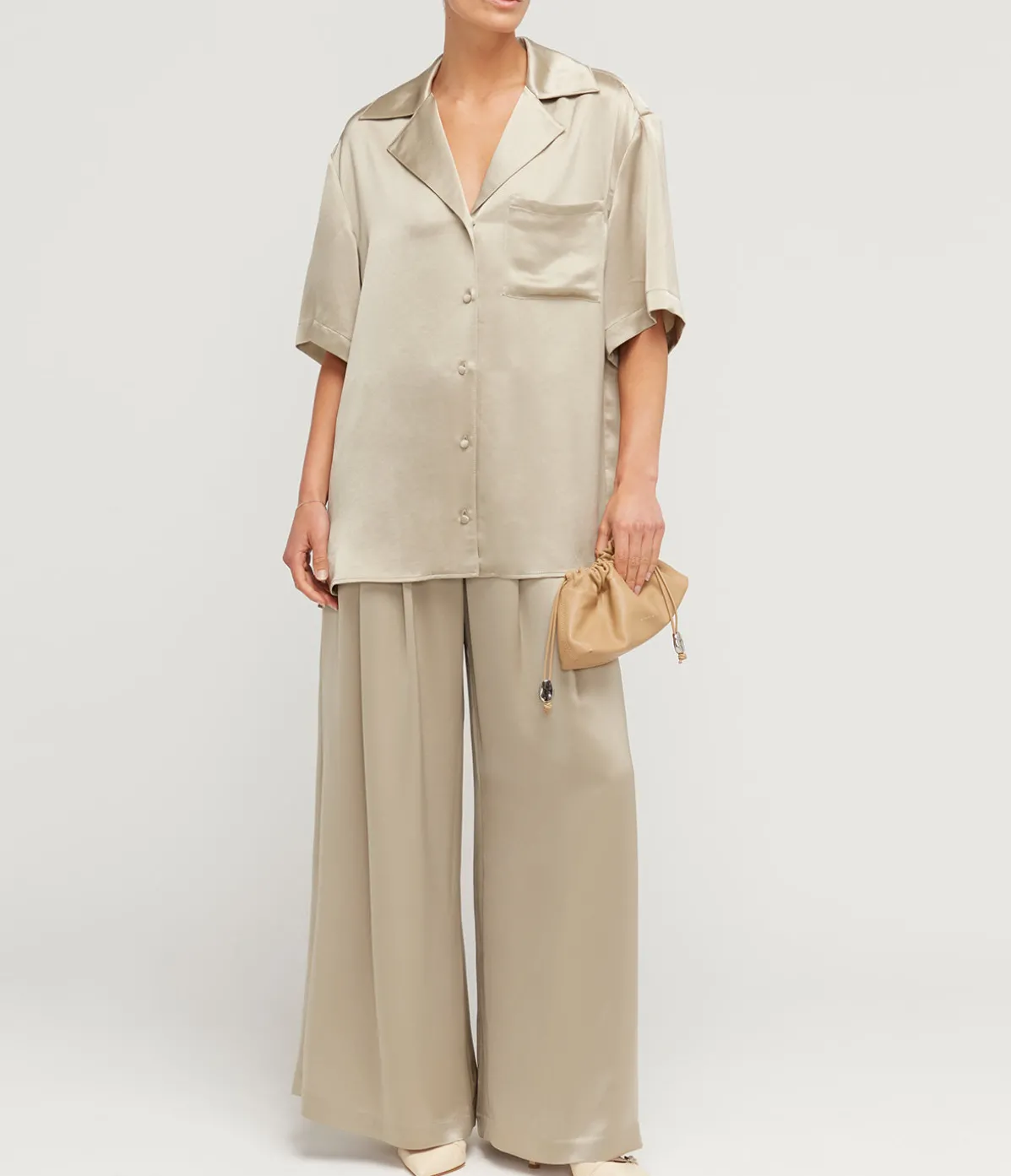 Mateo Wide Leg Pant In Taupe