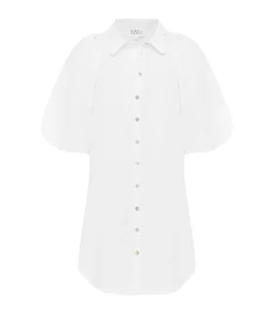 Maude Puff Sleeve Mini Dress In White