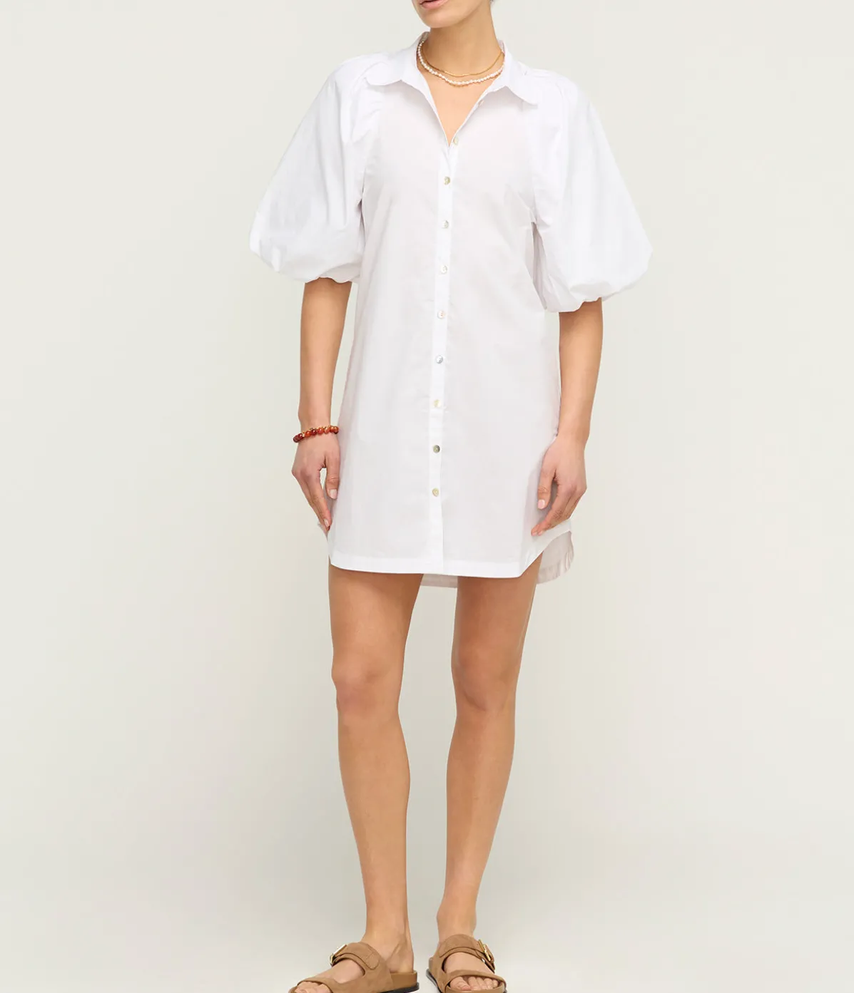 Maude Puff Sleeve Mini Dress In White
