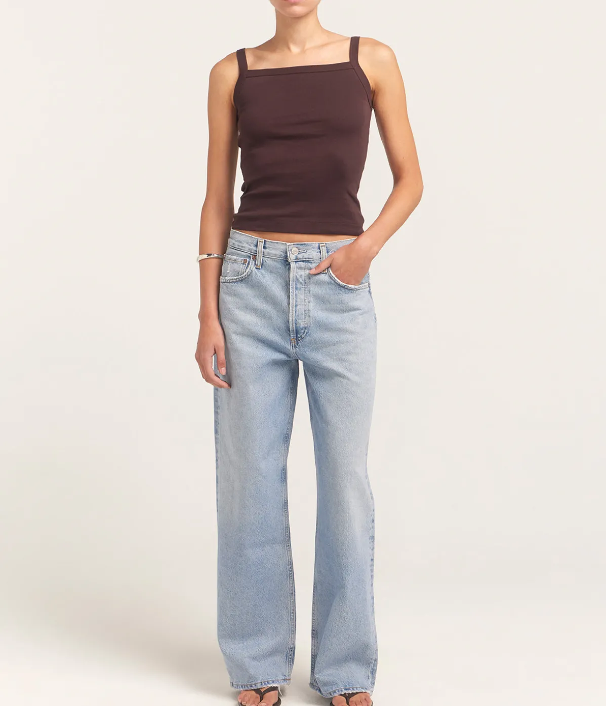 May Square Neck Cami In Choco Plum