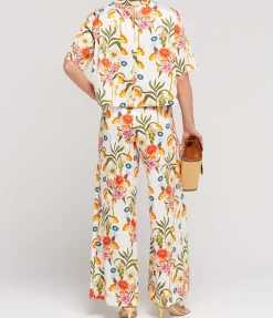 Melia Cotton Pant In Vila Floral