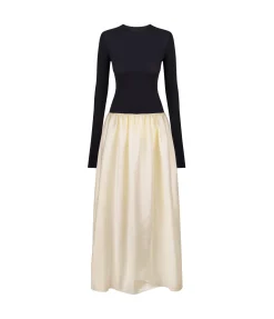 Meringue Maxi Dress In Black And Ivory