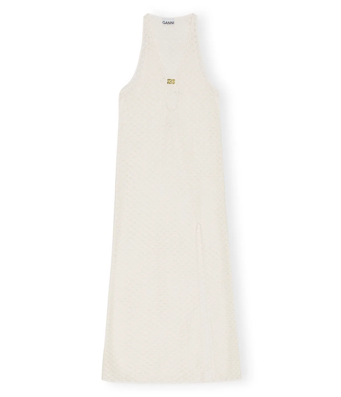 Mesh Lace Maxi Dress In Egret