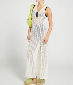 Mesh Lace Maxi Dress In Egret