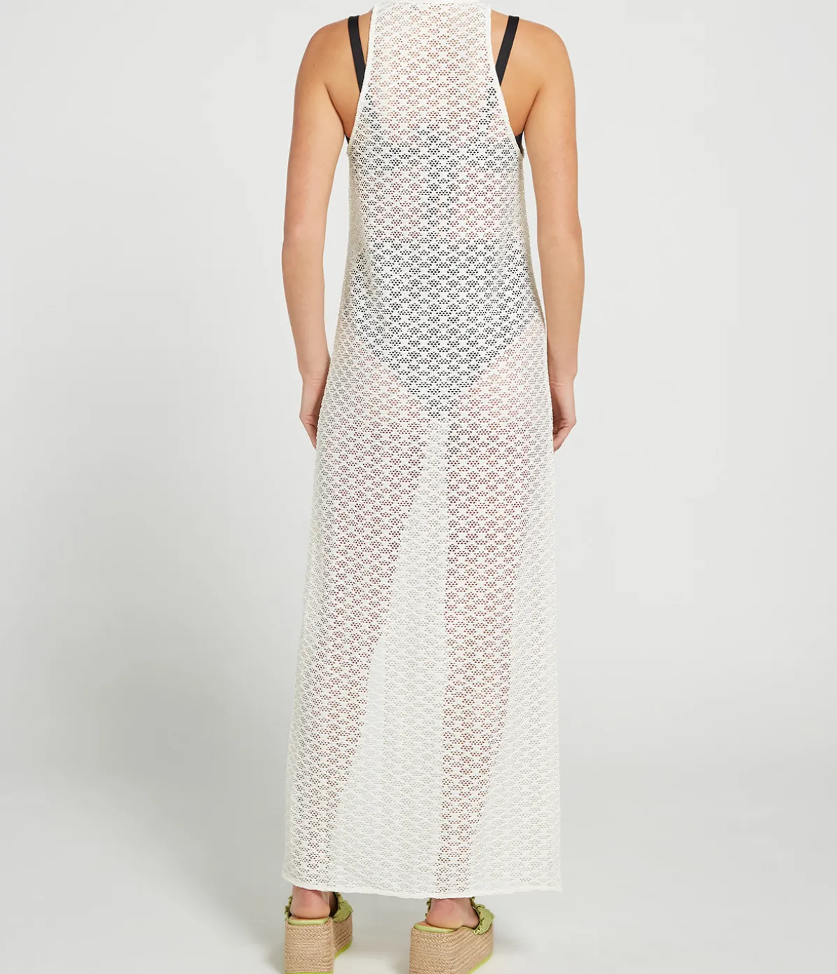 Mesh Lace Maxi Dress In Egret