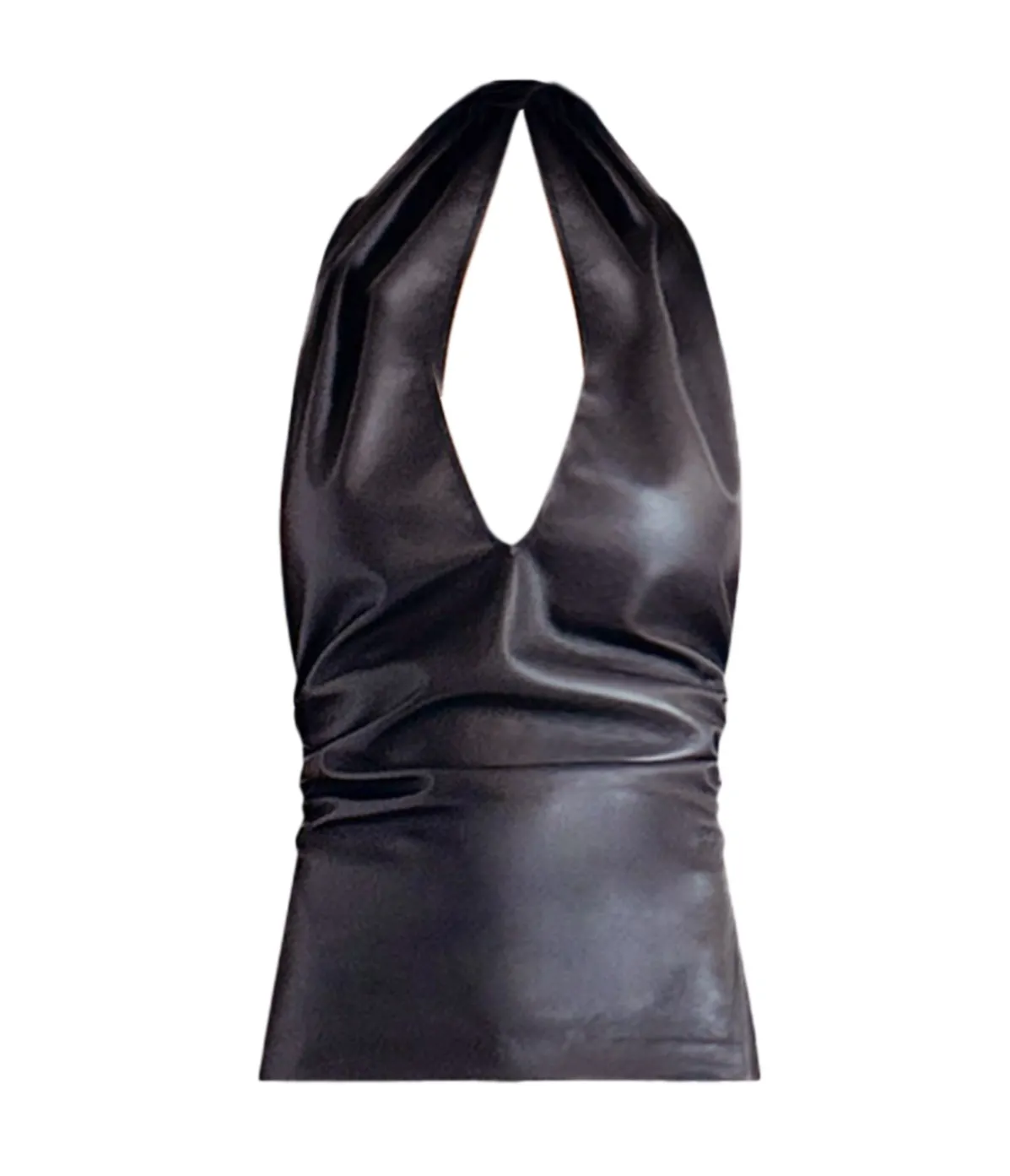 Mia Leather Top In Brown