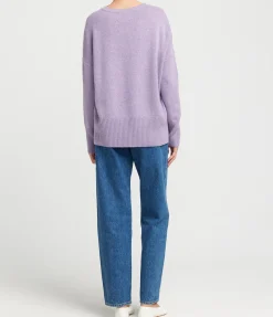 Mila Round Neck Sweater In Iris Melange