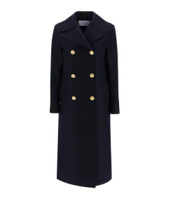 Military Cashmere Coat In Navy Blue