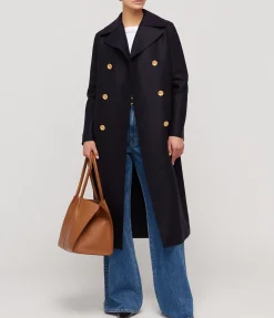 Military Cashmere Coat In Navy Blue