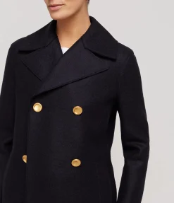 Military Cashmere Coat In Navy Blue