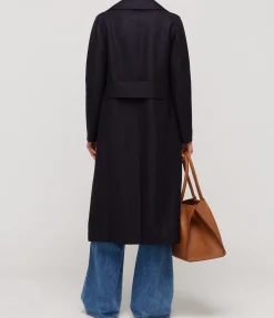 Military Cashmere Coat In Navy Blue