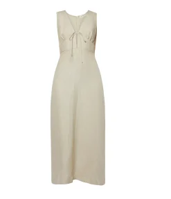 Mimi Linen Bias Dress In Flax