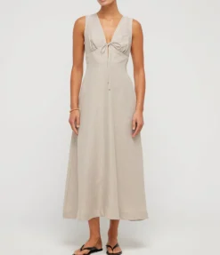 Mimi Linen Bias Dress In Flax