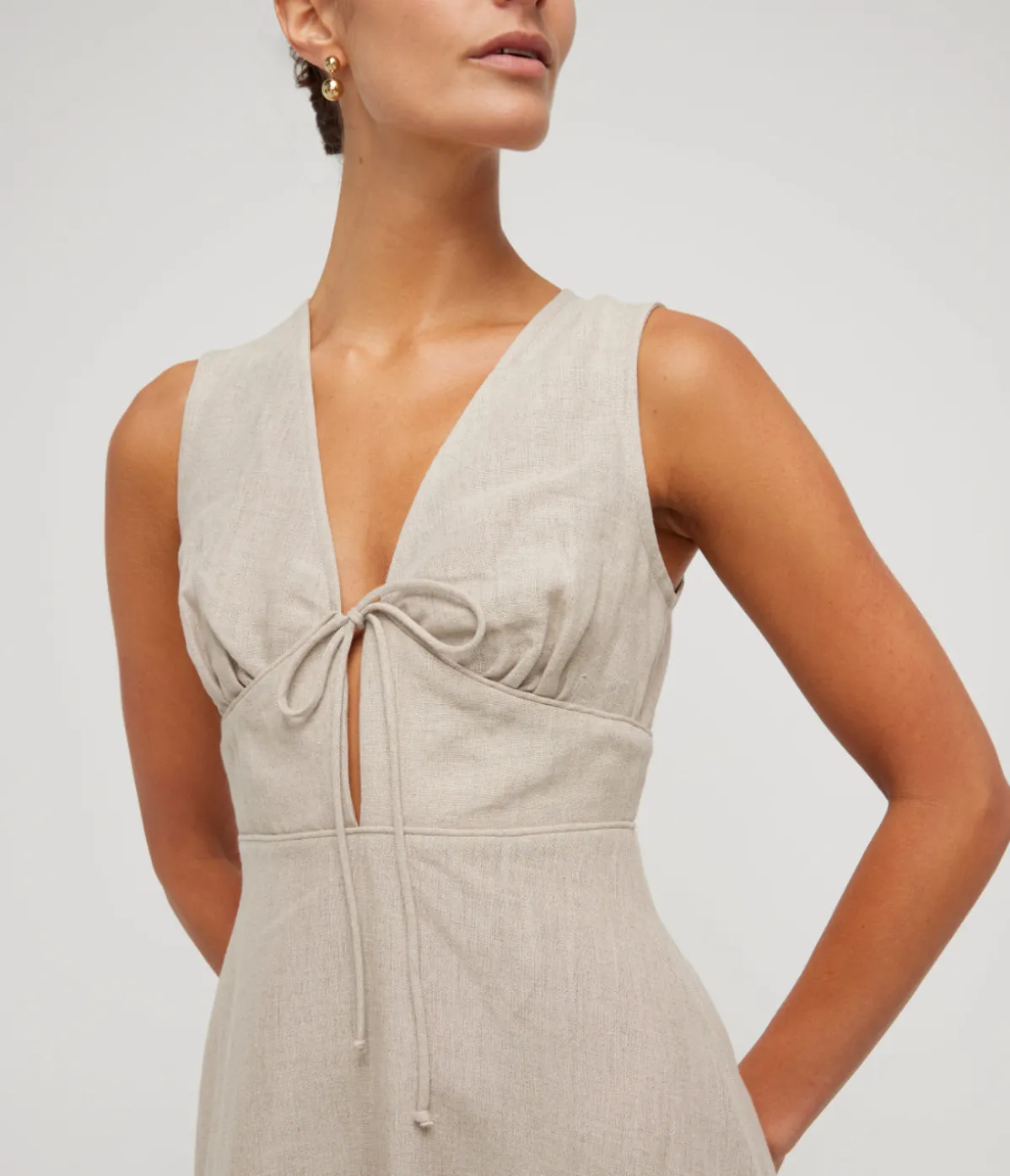 Mimi Linen Bias Dress In Flax