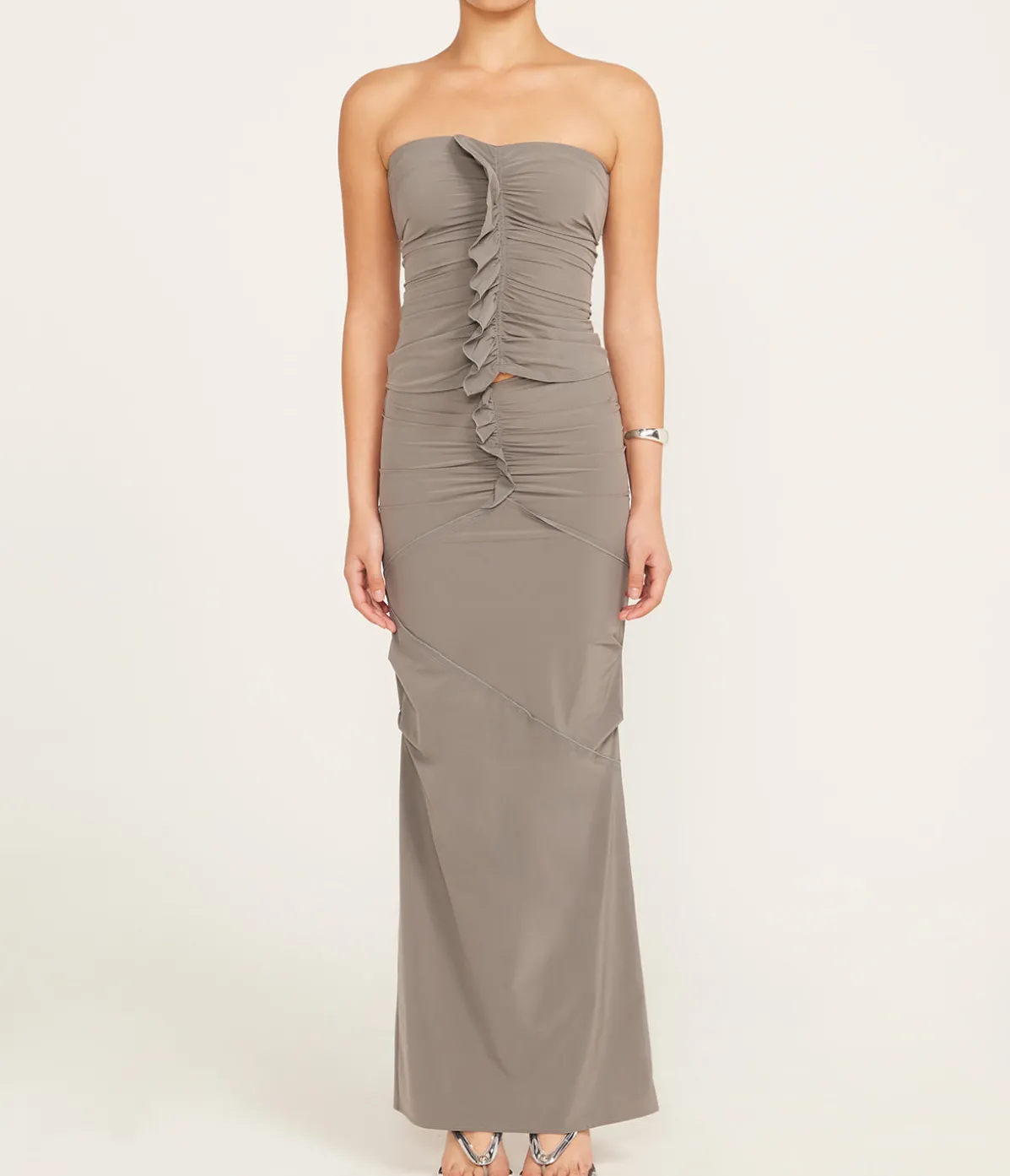 Minimal Ruffle Skirt In Slate