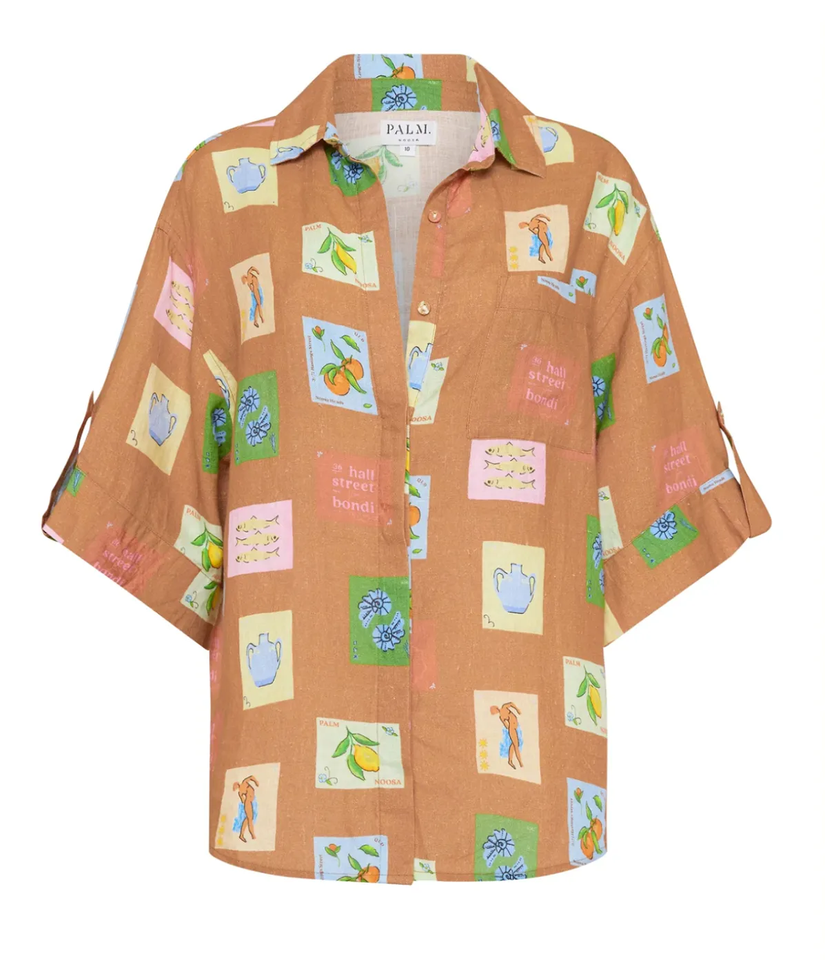 Mirage Linen Shirt In Brown Emblem
